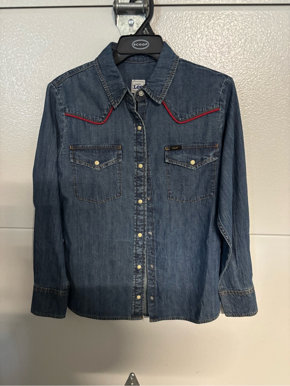 Lee Blue Denim Western Shirt with Red Piping
